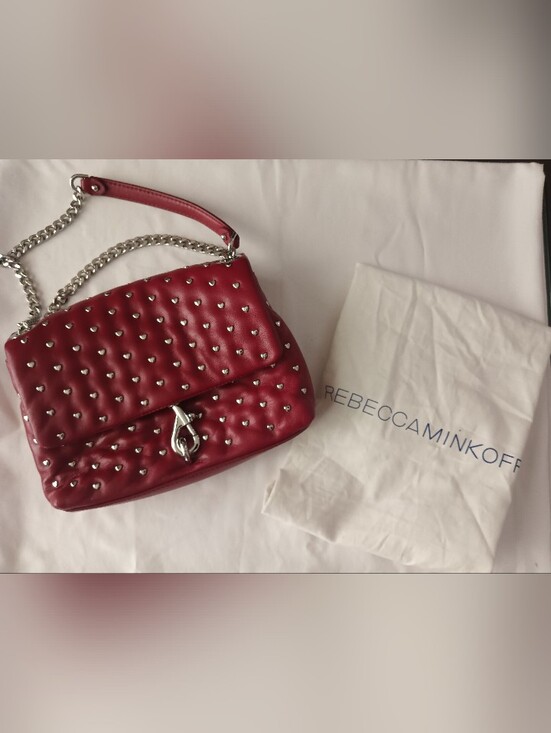 Rebecca Minkoff Handbags - Rebecca Minkoff Red Quilted Studded Leather Shoulder Bag